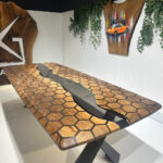 Honeycomb Epoxy Wood Dining Table