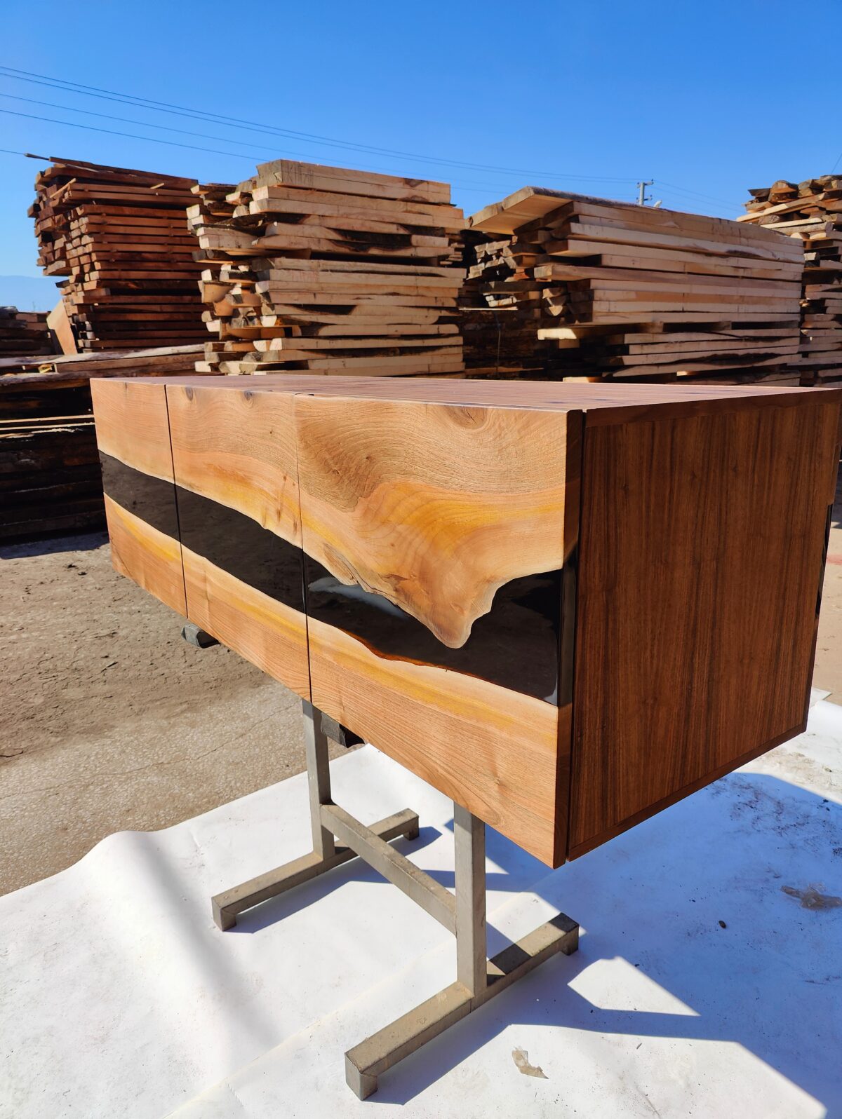 Walnut Wood &  Epoxy Sideboard (Tv Unit) - Image 2