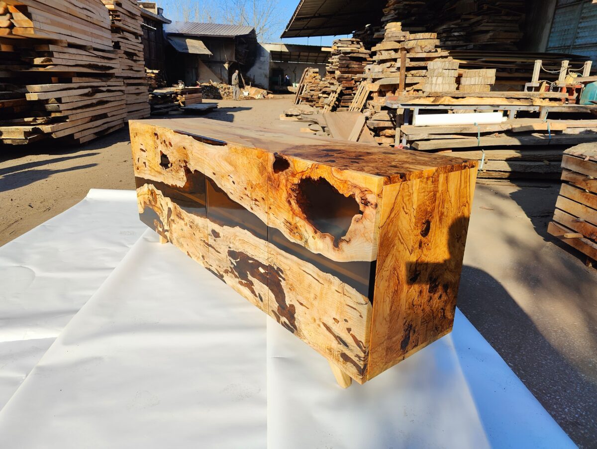 Oak Wood & Transparent Epoxy Sideboard (Tv Unit) - Image 5