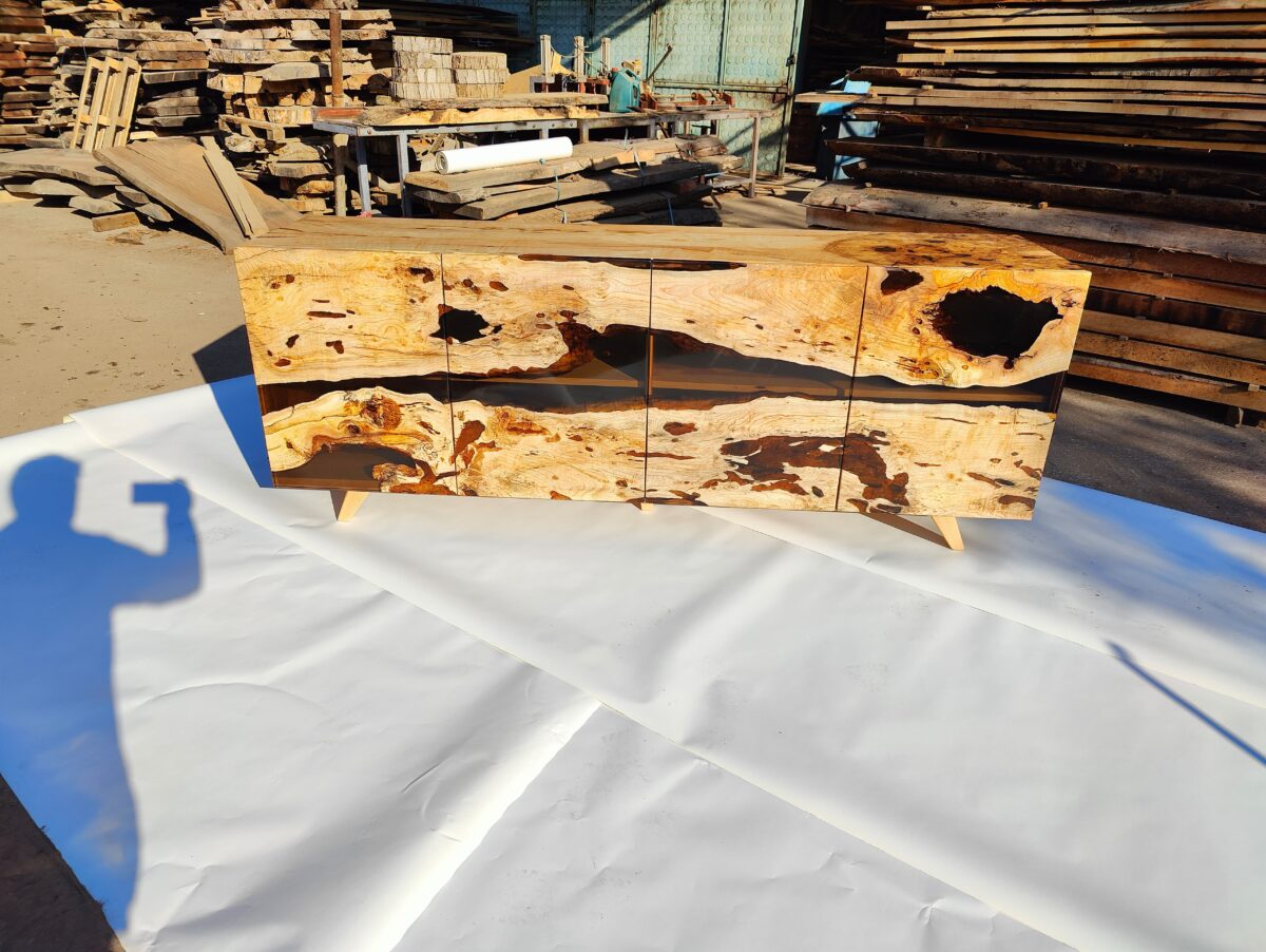 Oak Wood & Transparent Epoxy Sideboard (Tv Unit) - Image 2