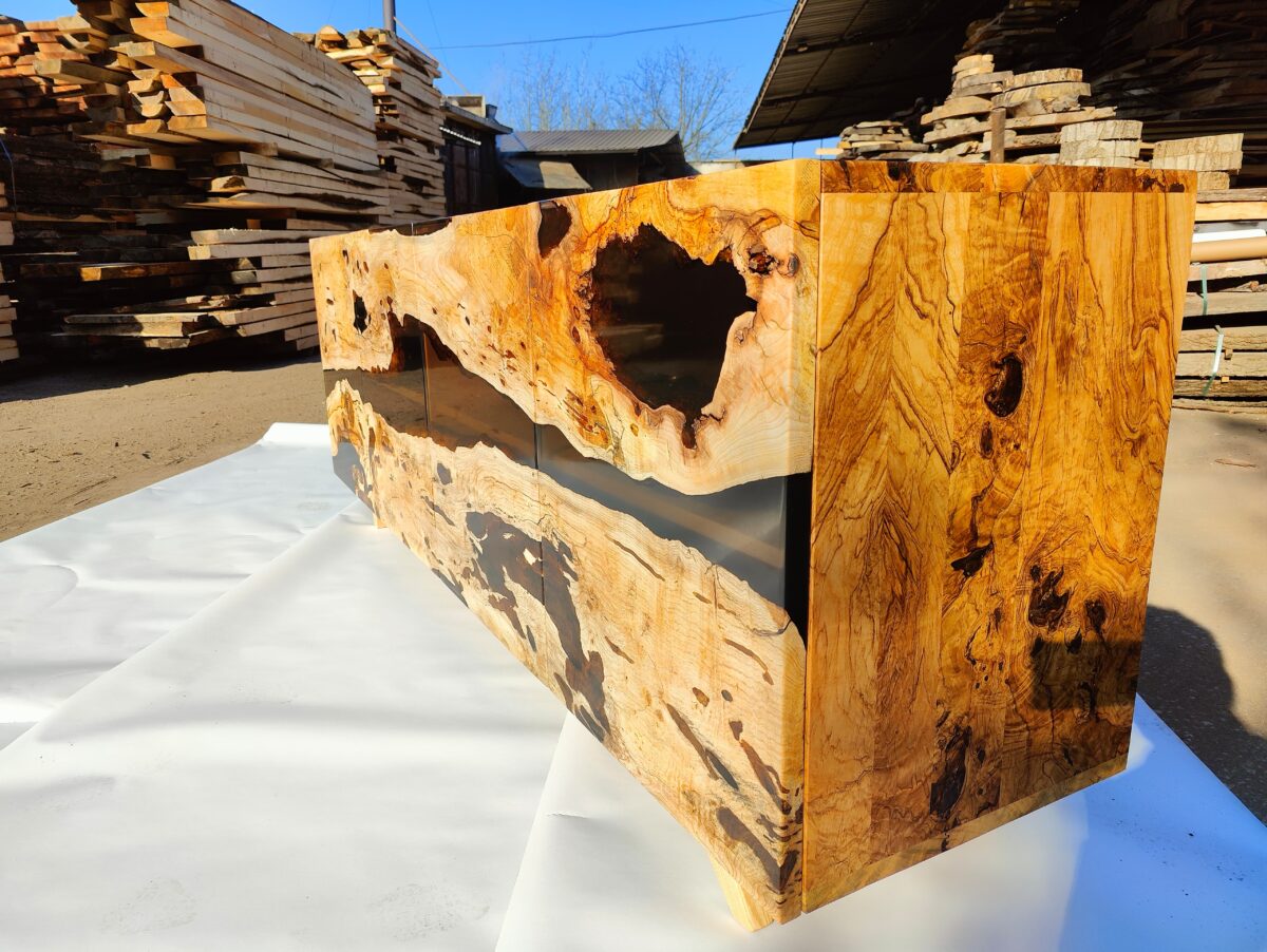 Oak Wood & Transparent Epoxy Sideboard (Tv Unit) - Image 7