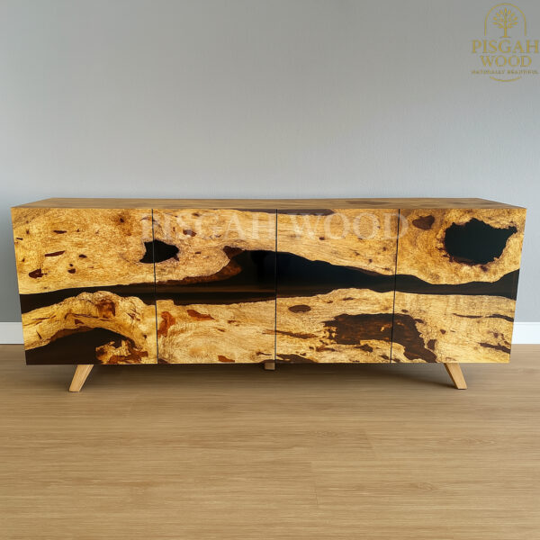Oak Wood & Transparent Epoxy Sideboard (Tv Unit)