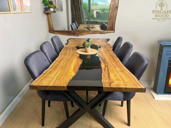 Wooden Epoxy Walnut Dining Table